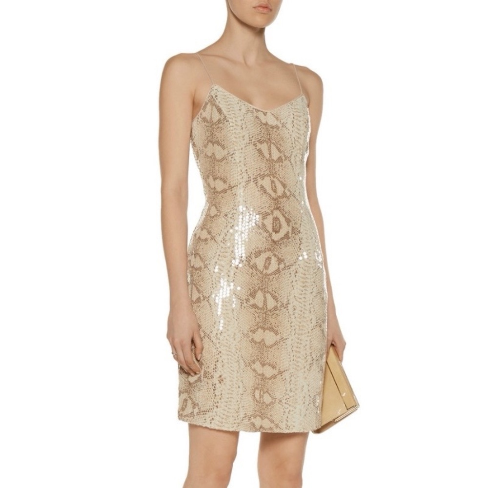 NWT Mikael aghal snake print sequin sleeveless dress